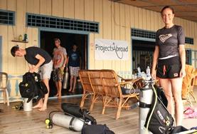 Volunteer Conservation & Environment Volunteers interact with their diving gear on a Marine Conservation Placement in Cambodia