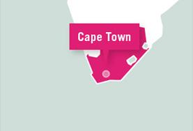 Volunteer South Africa A map showing Cape Town, South Africa, where our global gap year volunteers work on building and other worthwhile projects.