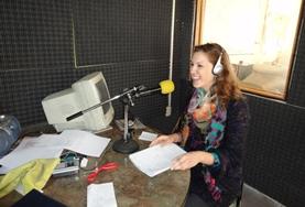 Volunteer Argentina A Journalism intern observes as a radio DJ demostrates the basics of radio journalism in Argentina.