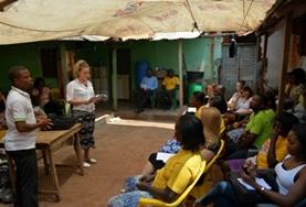 Volunteer Law & Human Rights Human Rights volunteers address a group of people
