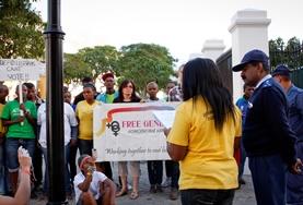 Volunteer Law & Human Rights Law & Human Rights volunteers hold a protest march in South Africa to raise awareness about gender-based violence.
