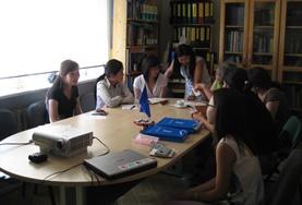 Volunteer Law & Human Rights Law volunteers have a meeting at their placement in Mongolia