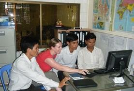 Volunteer Cambodia A Journalist volunteering on our project for professionals in Cambodia assists with editing articles for a local magazine.