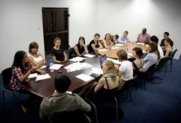 Volunteer South Africa A professional Lawyer gives a workshop to a group of Law volunteers, explaining issues of human rights abuses in South Africa.