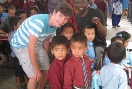 Volunteer Nepal High School Special volunteers play an educational game with local children as part of their Care & Community work in Peru.